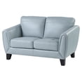 thumbnail image 3 of Benjara Sofy 61 Inch Loveseat, Aqua Blue Top Grain and Faux Leather, Solid Wood-Color:Aqua BlueMaterial, 3 of 5