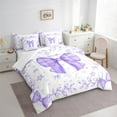 thumbnail image 3 of Homewish Watercolor Bow Bedding Comforter Set 7 Pieces for Cute Girls, Purple Star Butterfly Full Bedding Set, Princess Bowtie Fitted Sheet Flat Sheet, Lightweight Room Decor, 3 of 8