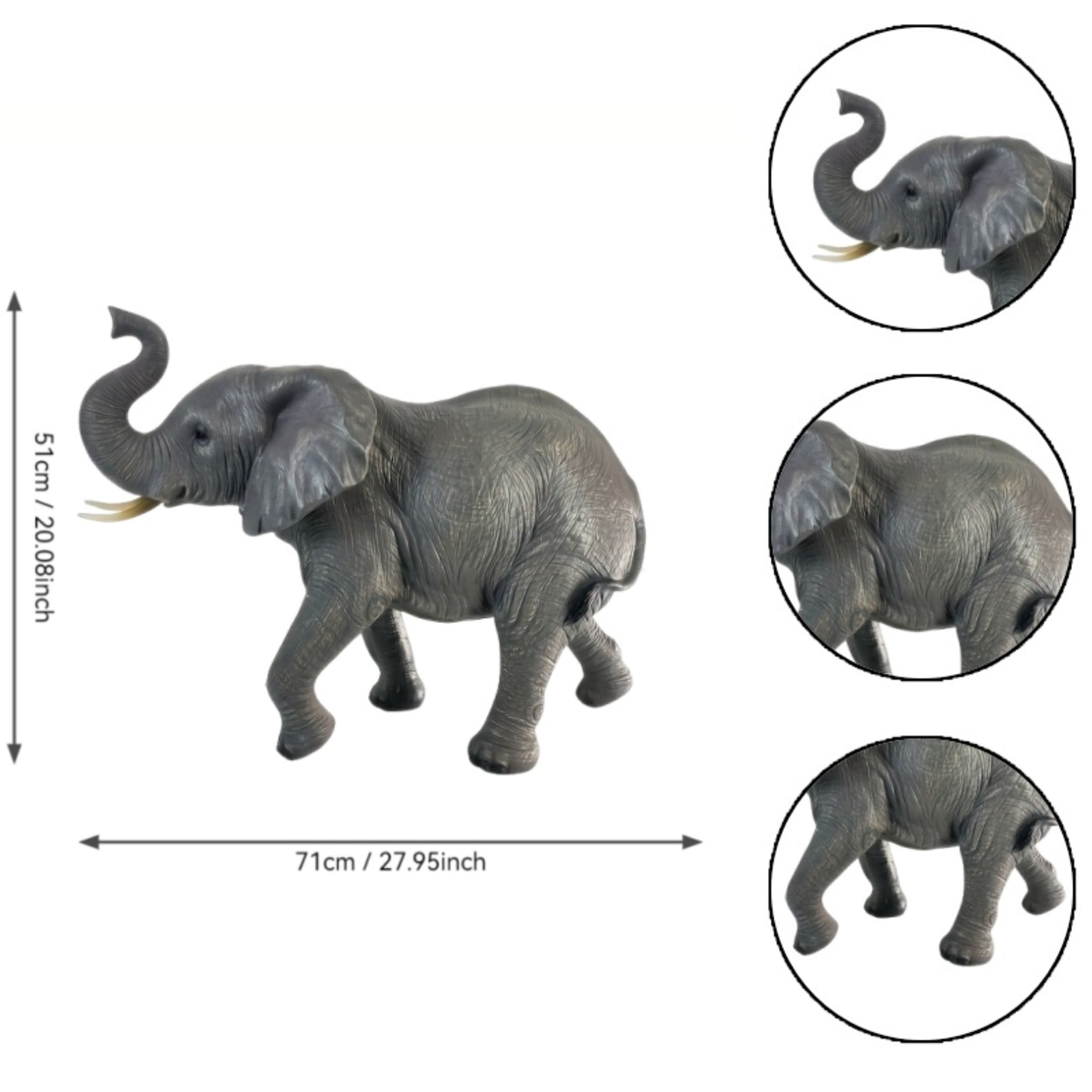 GDF Studio Elephant Resin Indoor/Outdoor Guardian Statue, Weather-Resistant Decor Figurine for Garden & Courtyard