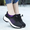 thumbnail image 4 of Womens Slip on Shoes Orthopedic Comfort Breathable Walking Casual Shoes for Women with Arch Support, Ladies Bungee Thick Bottom Athletic Sneakers, Black Purple, 4 of 7