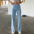 thumbnail image 2 of Lenpel Jeans for Women Fashion High Waisted Straight Leg Denim Pants Loose Trendy Casual Trousers with Pockets(Light Blue,X-Small), 2 of 5