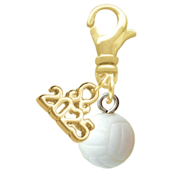 Delight Jewelry Resin Volleyball - Gold-tone Clip on Charm with Mini Year 2025