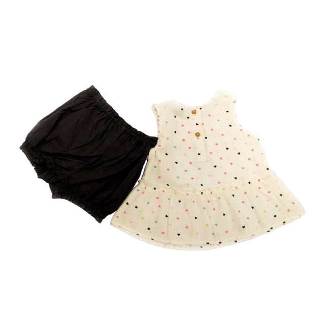 Conjunto George Niña 12 M Diseño de Corazones Blanco y Negro
