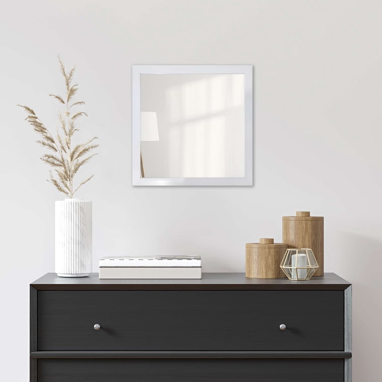 16x16 White Square Wall Mirror with Beveled Glass photo 5