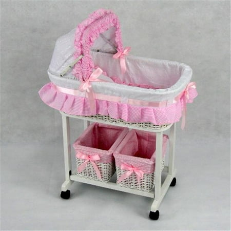 Regal Doll Carriages P187l Julia Wicker Doll Bed Cot Crib With 2