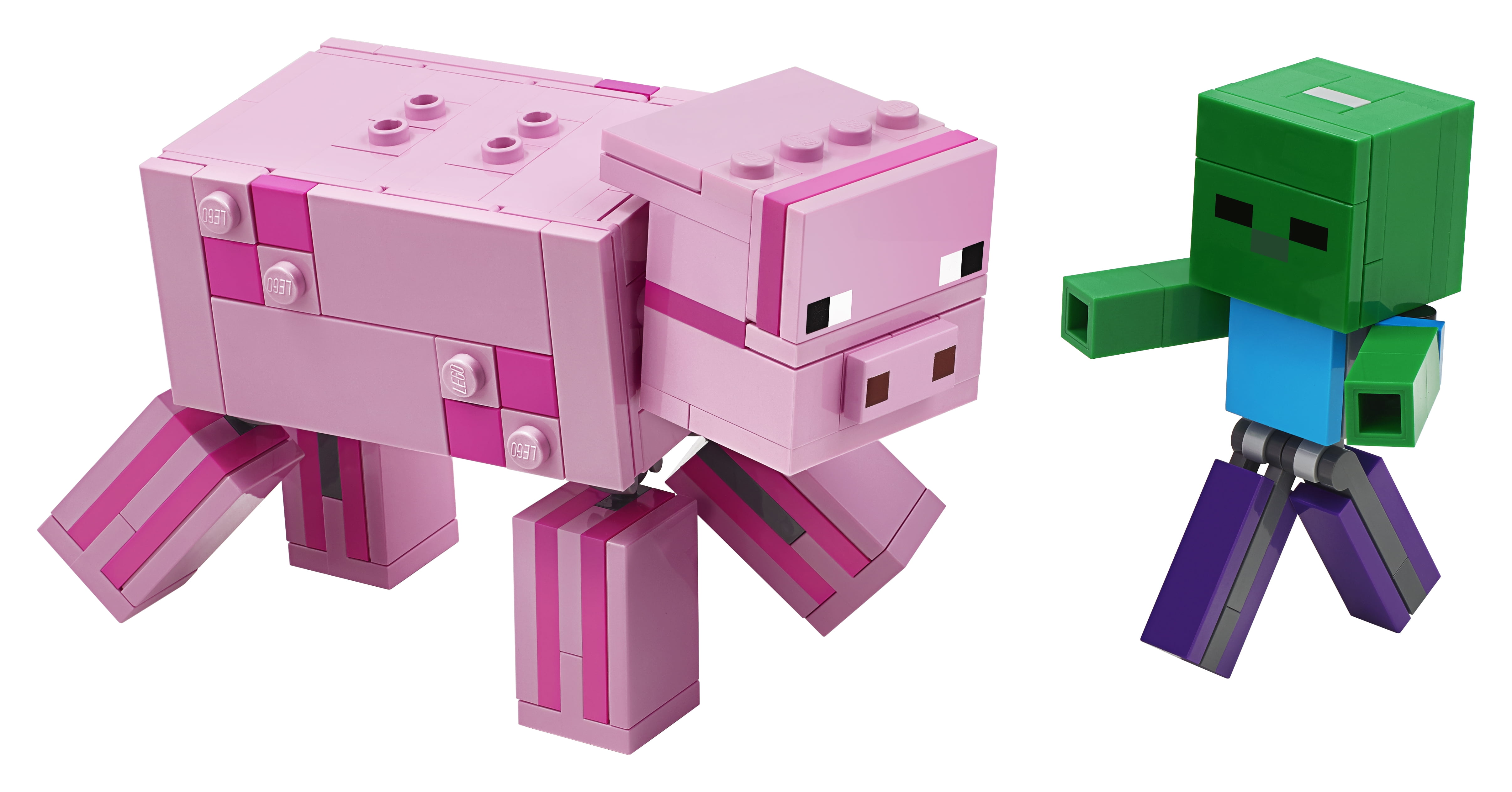 Pig ☆ LEGO Big Minecraft Pig and Baby Zombie Play-and-Display Toys for
