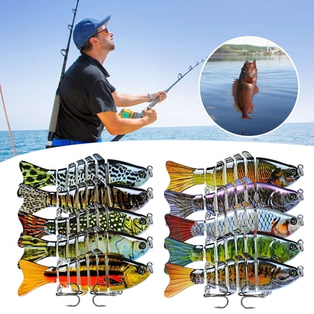 jiaroswwei 1/3/5Pcs 10CM/15.5G Bionic Multi-Jointed Fishing Lure Long Casting 7-Section Swimbait Hard Artificial Bait Freshwater Saltwater Fishing Accessories