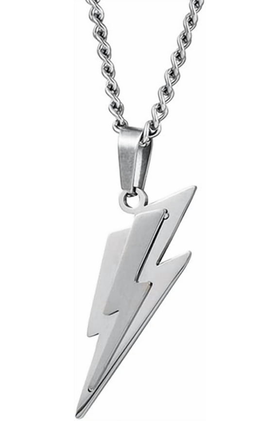 18K Gold Plated Lightning Bolt Necklace for Men Women Hip Hop Lightning Bolt Necklace Cubic Zirconia Rock Punk Totem Pendant Necklaces Jewelry Gift