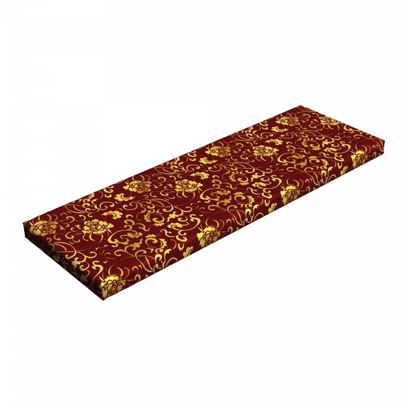 Vine Bench Pad, Antique Oriental Pattern with Curvy Vine Flower in Continuous Order, HR Foam Cushion with Decorative Fabric Cover, 45" x 15" x 2", Mustard and Burgundy, by Ambesonne
