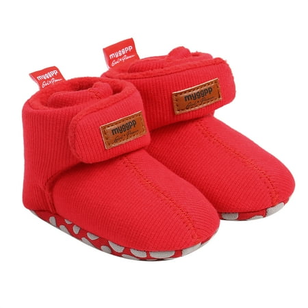 

Baby Cute Thickened Plush Boots Flat Shoes Infant Girls Boys Non-Slip Soft Sole First Walker Winter Warm Crib Shoes