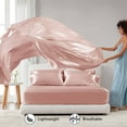 thumbnail image 5 of Regency Heights Blush Satin Sheet Set Queen Size, 6-Piece Silky Bed Sheets with 16" Deep Pocket Fitted Sheet, 5 of 10