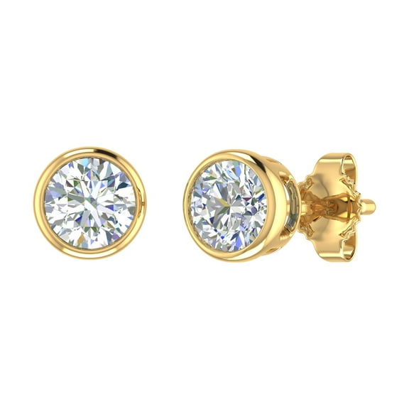 3/4 Carat Diamond Stud Earrings in 14K Yellow Gold - IGI Certified
