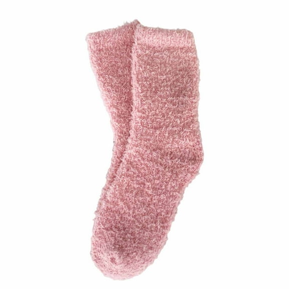 MIASHUI Women's Coral Mid-Crew Thermal Socks Candy Color Winter Warm Knit Socks Cozy Sleep Socks for Women Pink