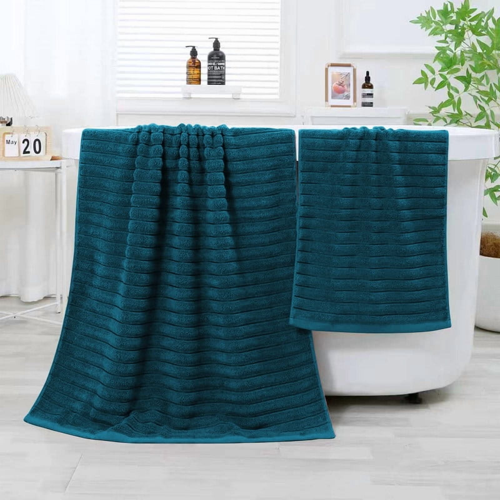 JML Teal Bath Towel Set of 8 Pieces - Cotton Blend Highly Absorbent Towels for Bathroom, 2 Soft Bath Towels, 2 Hand Towels, 4 Washcloths