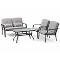 thumbnail image 5 of Costway Juego De Muebles De Patio De 4 Piezas, Juego Al Aire Libre Con Cojines Y Almohadas De Cintura, Mesa De Centro De Vidrio Templado, Juego De Sofá De Metal Resistente Para Patio, Jardín, Balcón, 5 of 5