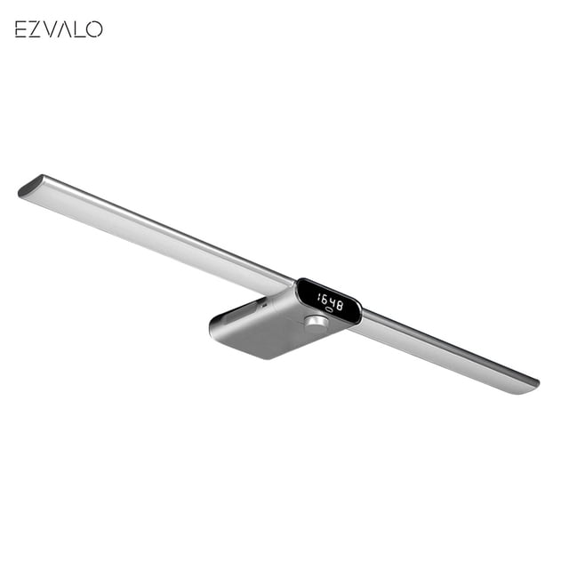 EZVALO Silver 55cm Wireless LED Cabinet Light with 10400mAh Battery, Motion & Hand-Scan Sensor, 5000K White Light, Clock Timing & Buzzer Reminder, Dimmable Touch Switch, Soft Sided Lighting for