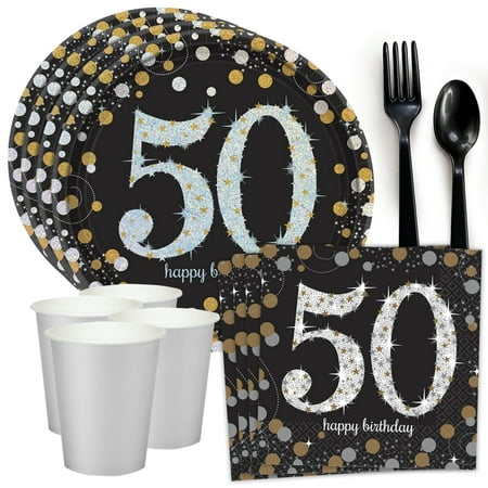 Sparkling Celebration 50th Birthday Standard Tableware Kit (Serves 8)