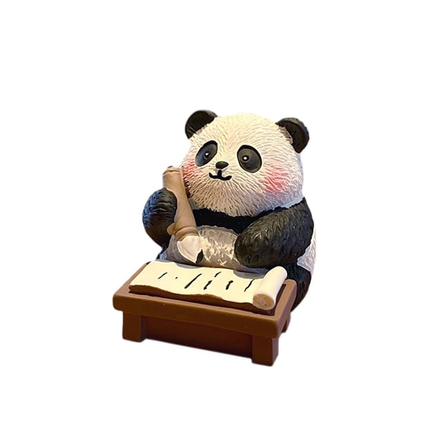 Figura de panda, adorno de mesa, decoración para el salpicadero del coche, escultura de animal para escritorio, mesa, centro de mesa, sala de estar, Estilo C