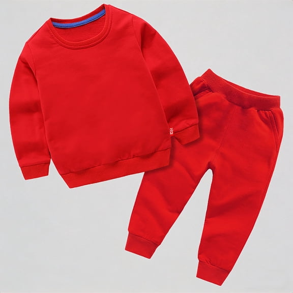 Krdevn Toddler Kids' Solid Lined Sweatshirt & Jogger Pants 2-Piece Fall Winter Outfit Set,9-10 Years