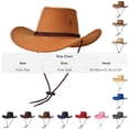 thumbnail image 2 of IVEYRTF Cowboy Hat Men Solid Color Classic Western Sun Hat Adjustable Cord with Wide Brim Hats for Men, 2 of 2