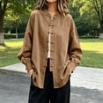 thumbnail image 2 of Vetsdori Womens Square Neck Button up Shirts Long Sleeve Cotton Linen Solid Color Casual, 2 of 8