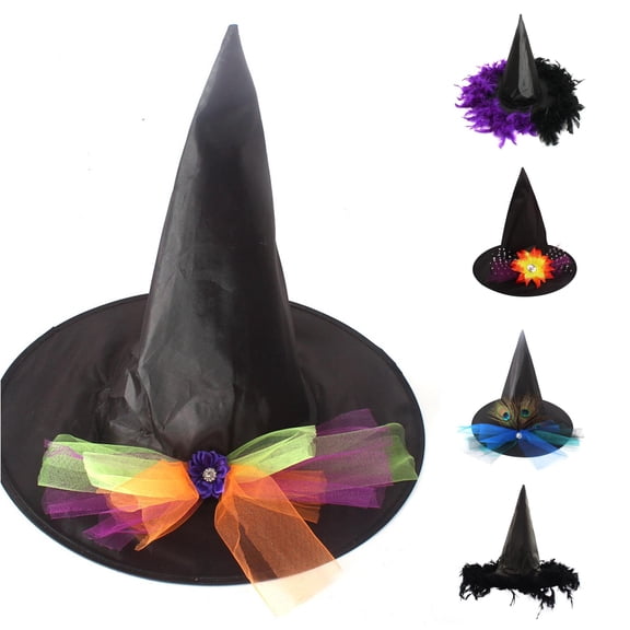 SUXIAN Kids Witch Hat Halloween Polyester Dress Up Pointed Classic Party One Size