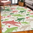 thumbnail image 3 of Shark Decorative Rug, Colorful Underwater Fish Pattern Masters Survival Predators Dangerous Nature, Quality Carpet for Bedroom Dorm and Living Room, 6 Sizes, Apple Green, by Ambesonne, 3 of 4