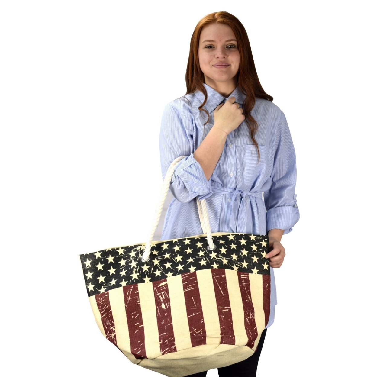 Women's All American Patriotic Flag Beach Summer Tote Travel Bag - image 5 of 5
