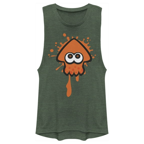 Junior's Nintendo Splatoon Orange Inkling Squid Festival Muscle Graphic Tee Pine Green Heather Large