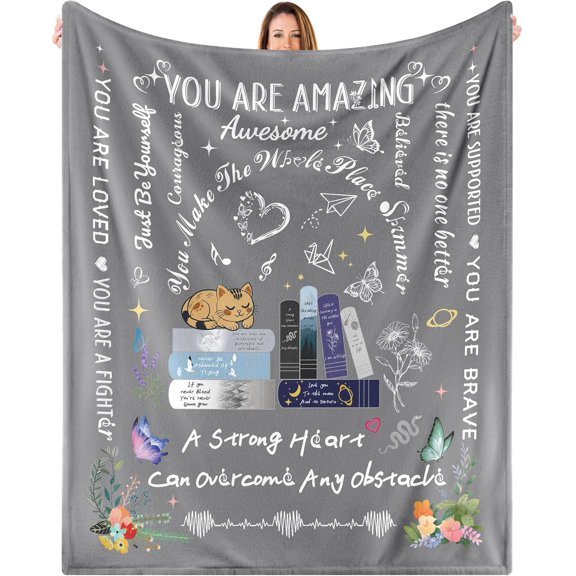 Grey Get Well Throw Blanket Birthday Gifts for Men Women,50'' x 60''Hug Healing Blankets Inspirational Sympathy Present,Thinking of You,Cancer Care,After Surgery Sister Gift for Friend,Grandpa,Father