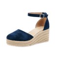 thumbnail image 7 of Closed Toe Espadrilles for Women Platform Wedge Sandals Comfortable Suede Ankle Strap Dressy Wedges Heels Blue Size 9, 7 of 7