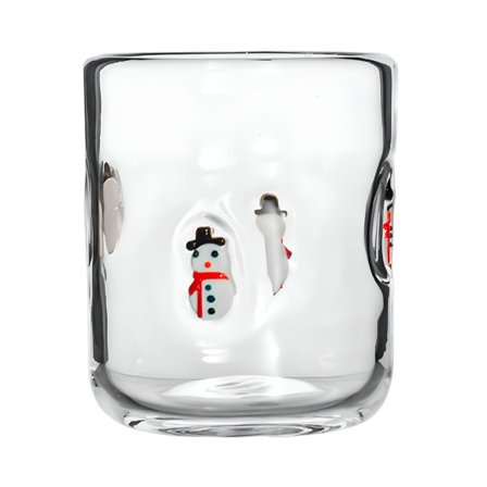 ACDANC Christmas Juice Glass 14-Ounce Double Layer Old Fashioned Christmas Icon Handblown Cocktail Glass for Holiday Party Supplies Gift Cocktail Glasses(Snowman)