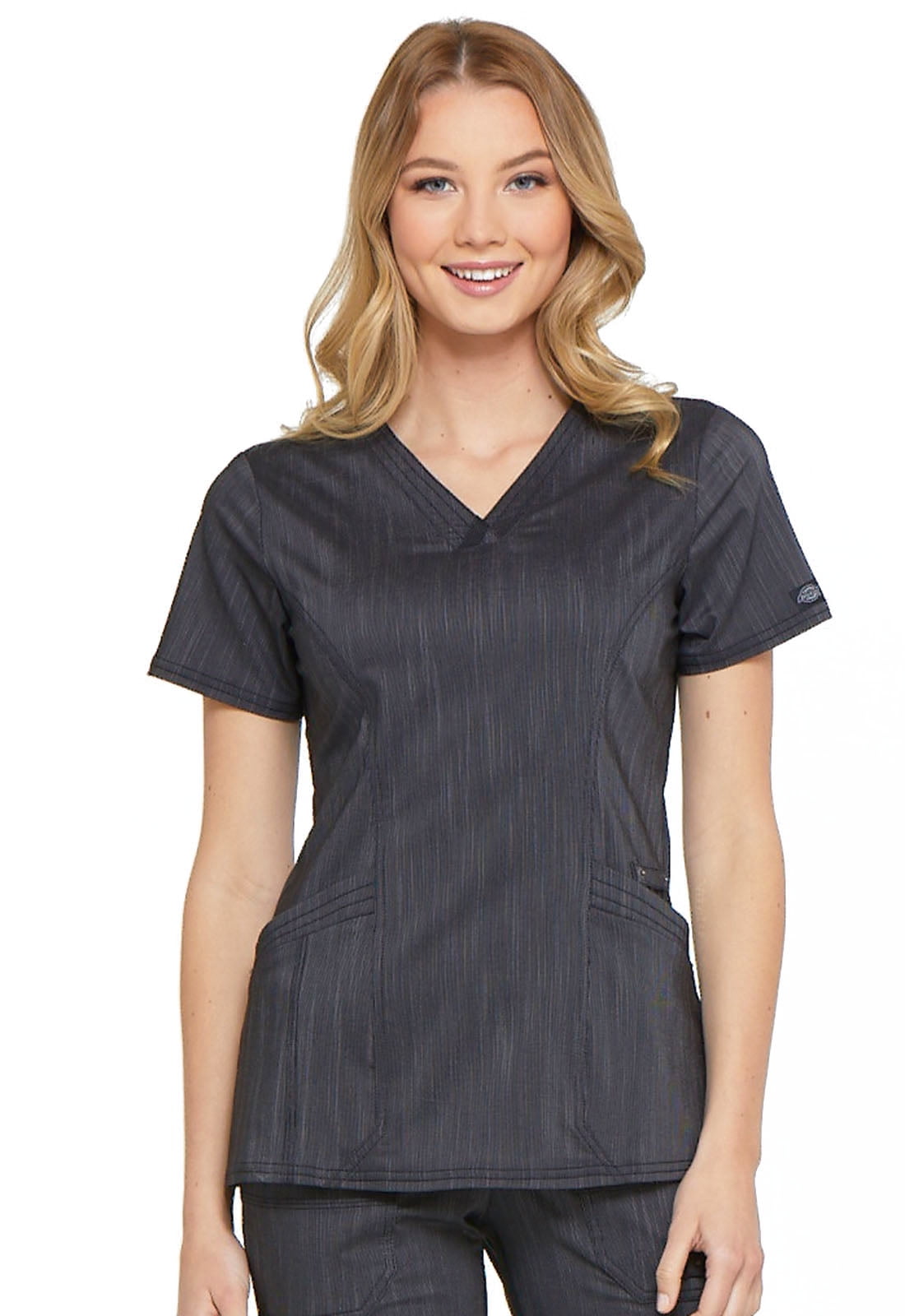 Dickies Dickies Advance Women Scrubs Top, VNeck, DK680, XL, Onyx