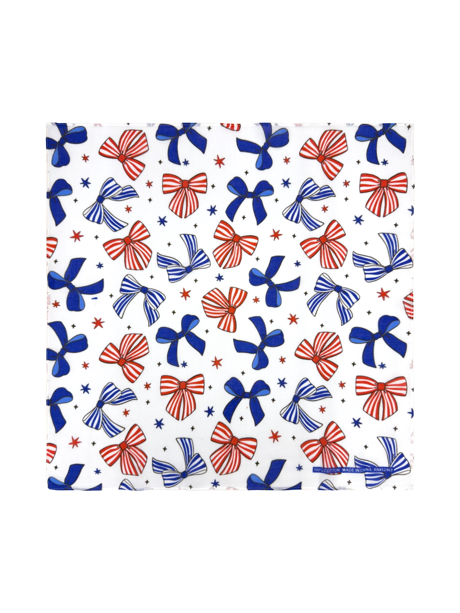 Fourth of July Women’s Striped Bows Bandana from Way to Celebrate, One Size, White/Multi