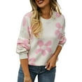 thumbnail image 3 of Women'S Sweater Fall Long Sleeve Crewneck Tops Knit Oversized Pullover Casual Print Tops White XL, 3 of 9