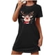 thumbnail image 5 of Camisón corto de talla grande para mujer, camisón de manga corta con estampado de pecho a la moda, camisón para mujer, 5 of 5