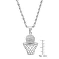 thumbnail image 2 of SteelTime Men's 18K Silver Plated Stainless Steel Basketball Hoop Chain Pendant Necklace, 2 of 6