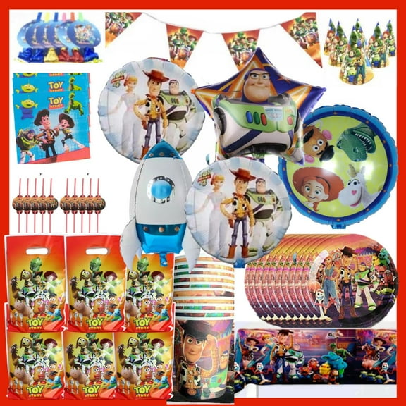 Toy Story Birthday Decoration Set - 85-Piece Tableware and Balloons