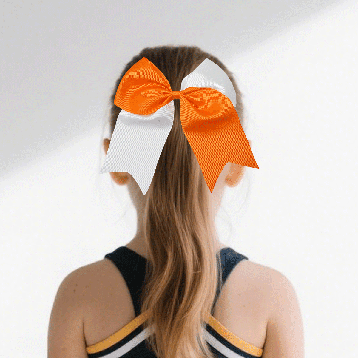 7.5 12pcs Inch Green White Cheer Bow for Girls, Satin Ribbon Hair Clips for Kids Cheerleading Game Day Hairstyles