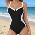 thumbnail image 7 of ECHFIPROM Womens Color Block One Piece Swimsuits Slimming High Cut Black Adjustable Straps Swimwear for Ladies Tummy Control, 7 of 7