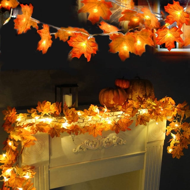 WHEANG Thanksgiving Maple Leaf Lamp String Led Maple Leaf Lamp Battery 3m20led Thanksgiving Wreath Lamp String