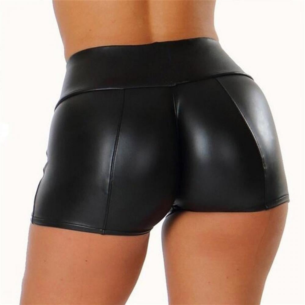 Leather booty cheap shorts