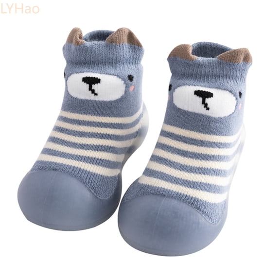 LYHaoo Kids Toddler Baby Boys Girls Solid Warm Knit Soft Sole Rubber Shoes Socks Slipper Stocking Soft Shoes Socks Sizes 4.5 Toddler 3-6 Months