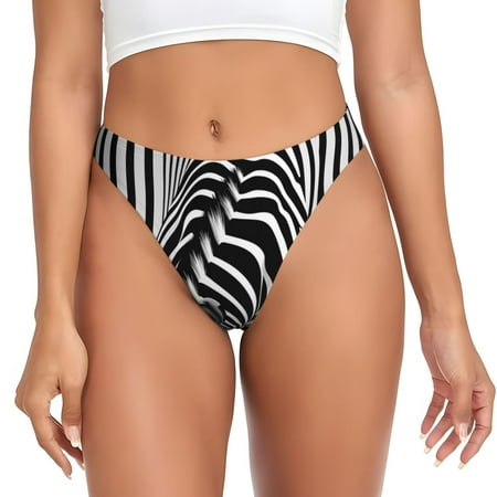 Qokaie Optical Zebra Illusion Printed Women s Cotton Thong Underwear  Sexy Breathable Panties G-string-4X-Large