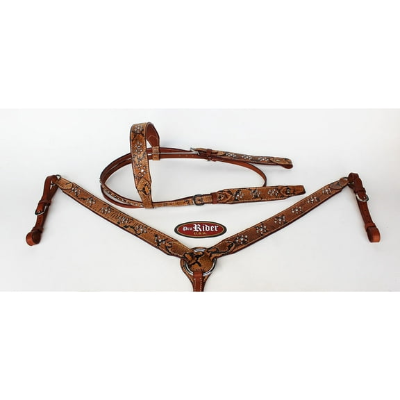 Show Tack Bridle Western Leather Rodeo Headstall Breast Collar 8577