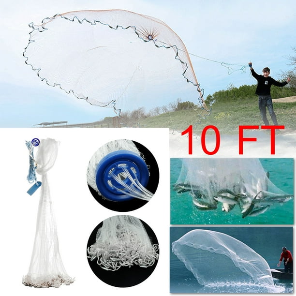 10Ft Hand Throw Fishing Net Cast Spin Bait Sinker Small Mesh Equipment UK  Stock 