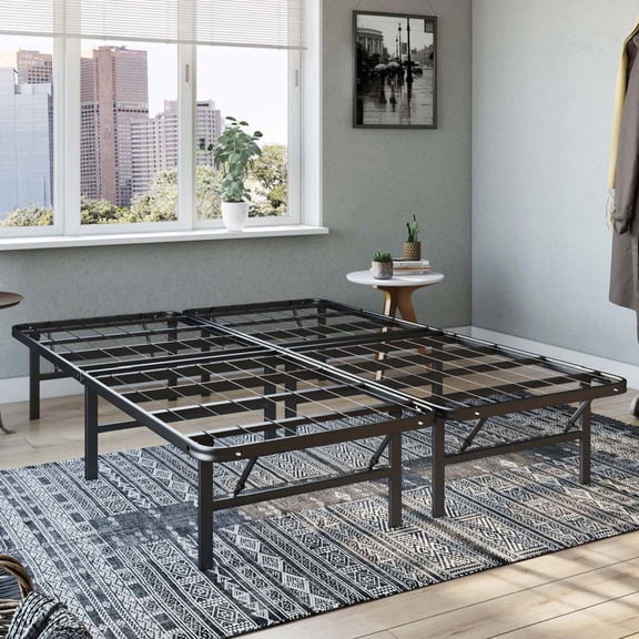 Hercules Metal Bed Frame 14-Inch Platform Bed Frame, Easy Assembly Mattress Foundation, Bed Frame No Box Spring Needed, Heavy Duty Foldable Bedframe, Noise Free - Twin, Black