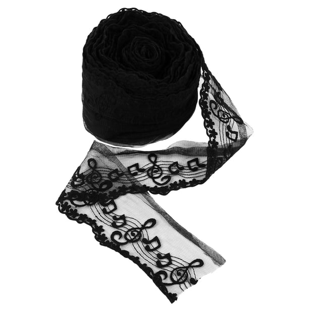 EeaseMX 15 yardas de material de encaje negro para forro de ropa, borde de flores para bricolaje hecho a mano