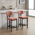 thumbnail image 2 of Dtwnek 2 Pack 26 inch Bar Stools with Black Metal Legs, Modern Upholstered Fabric Counter Height Barstools for Dining Room/Kitchen Island/Bar, Orange, 2 of 7