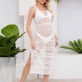 thumbnail image 2 of Alkepwun Bathing Suit Cover up for Women Summer Casual See Through Crochet Mesh Swim Suit Dress V-Neck Sleeveless Tie Side Slit Long Beach Dress, 2 of 9